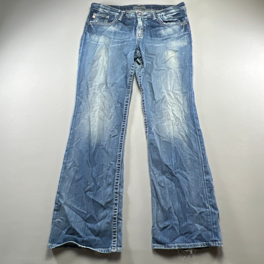 Big Star Maddie 19 Bootcut Jeans Women 33 Blue Denim Cotton Medium Wash Low Rise